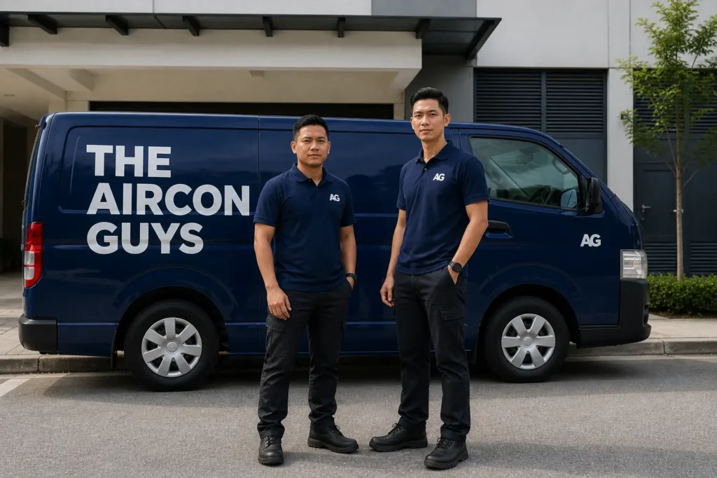 The Aircon Guys service van and technicians in Petaling Jaya